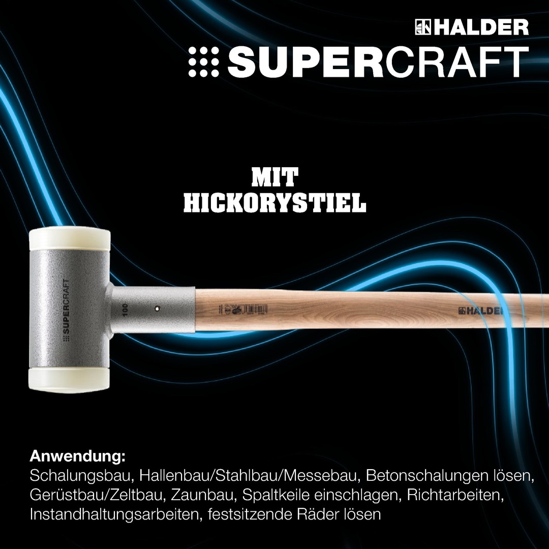 SUPERCRAFT-Vorschlaghammer, mit schwingungsdämpfendem, ergonomisch geformtem und lackiertem Hickorystiel | D=80 mm / Gewicht=4410 g | 3366.081 SUPERCRAFT-Vorschlaghammer, mit schwingungsdämpfendem, ergonomisch geformtem und lackiertem Hickorystiel | D=100 mm / Gewicht=9300 g | 3366.110