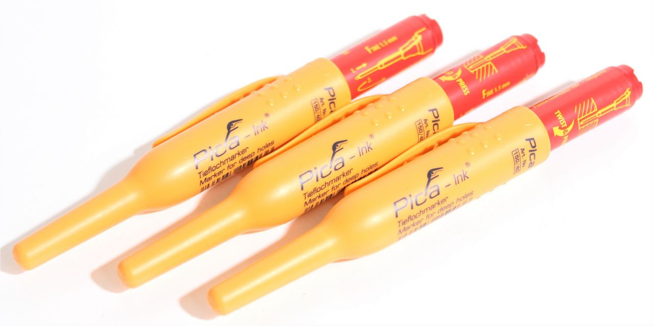 3 x PICARD Tieflochmarker schwarz rot blau Pica-Ink Marker wasserfest permanent
