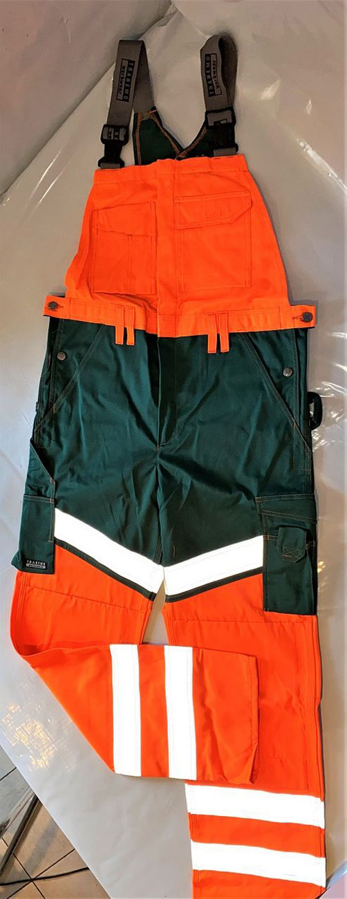 TRANEMO WORKWEAR Warnschutz Latzhose 4741 orange/flaschengrün Gr.48 Arbeitshose