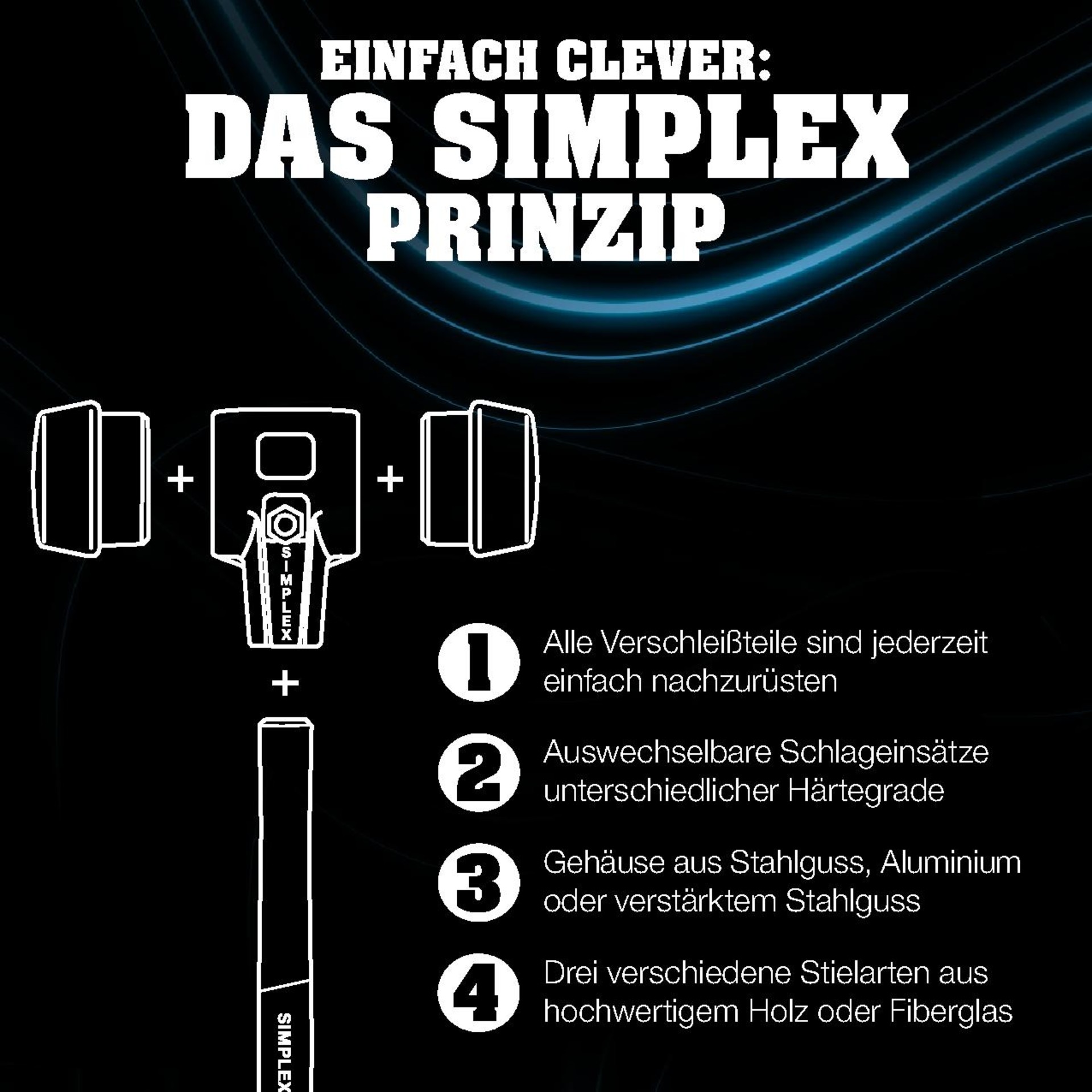 SIMPLEX Schonhammer, Gummi mit Standfuß / TPE-soft; Alu-Gehäuse, kurzer Holzstiel | D=60 mm | 3112.262