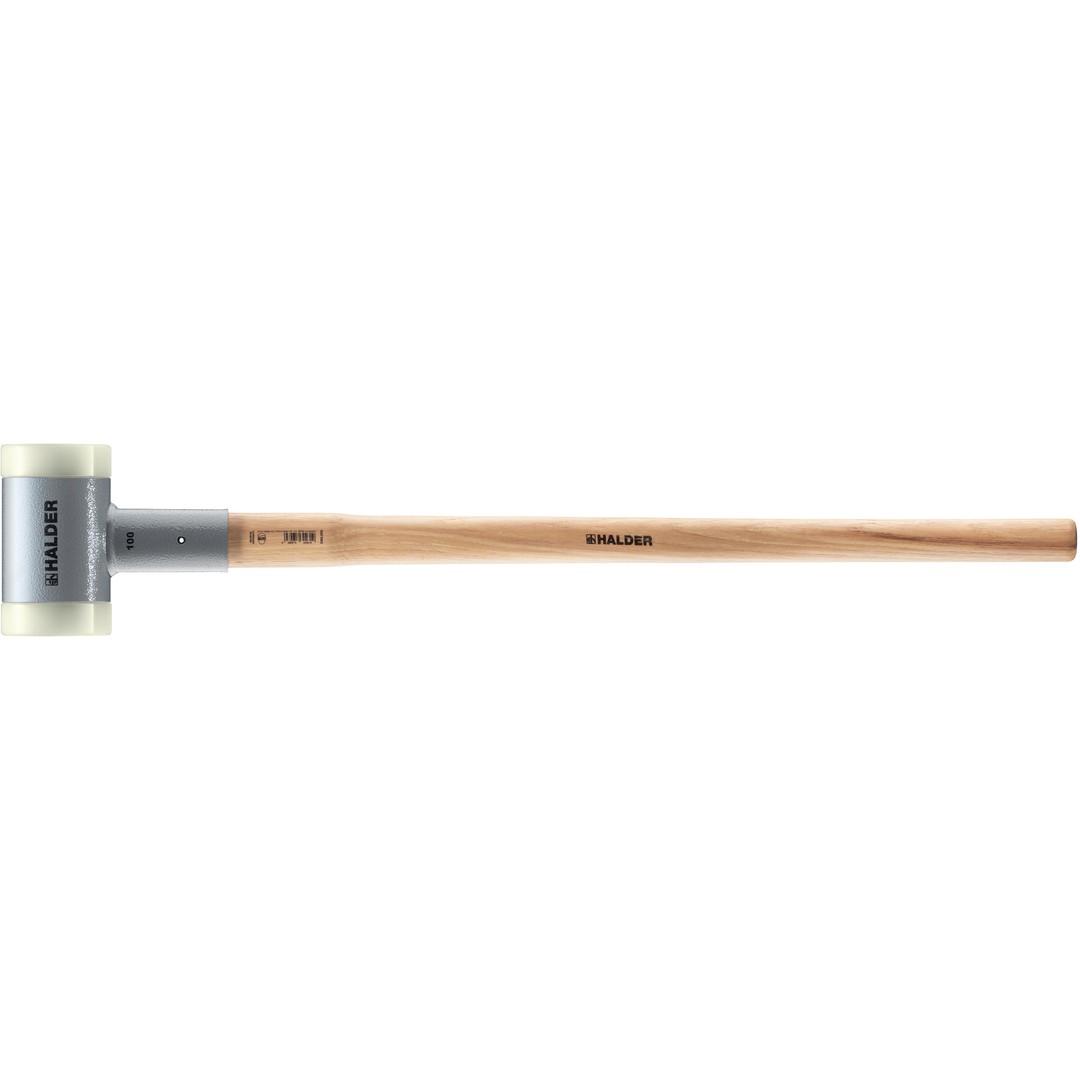 Młotek z tłumiącym drgania, ergonomicznie ukształtowanym i lakierowanym uchwytem hikorowym | D=100 mm / Waga=5000 g | 3366.0S5