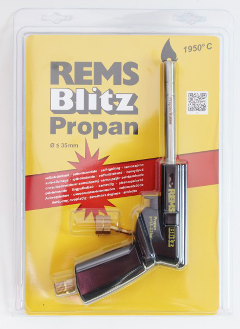 REMS Gaslötbrenner Blitz Nr. 160010 Piezo Propan z.B. Kupfer-Fittinge löten