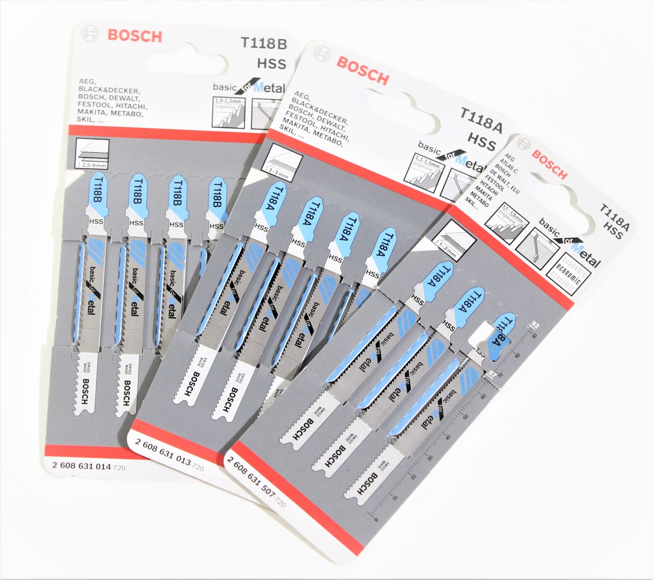BOSCH Sägeblätter Set 3-tlg Basic für Metal HSS Stichsägeblätter Metallarbeiten