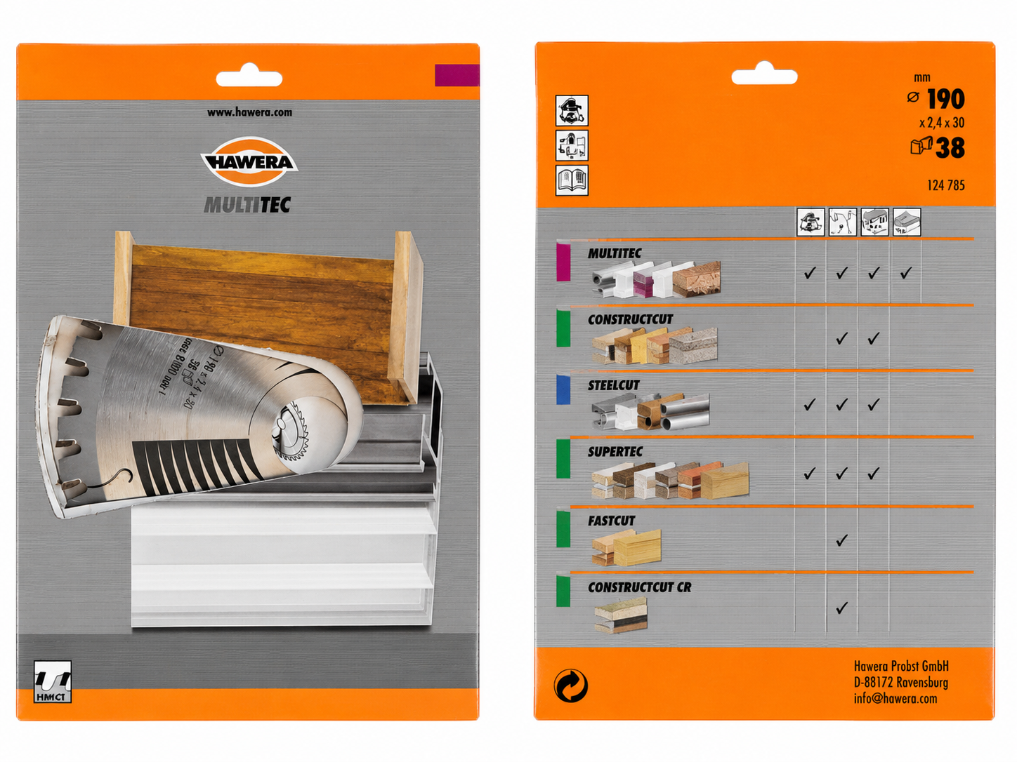 HAWERA Kreissägeblatt 124785 Ø190 mm 38 Zähne Sägeblatt Kreissäge Holz Wood Säge