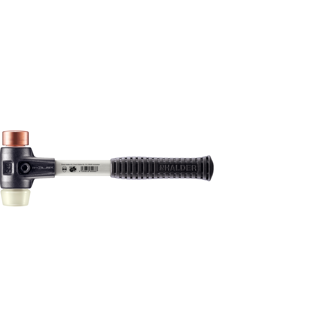 SIMPLEX-Schonhammer, Kupfer / Nylon; mit verstärktem Tempergussgehäuse und Fiberglasstiel | D=40 mm | 3748.040