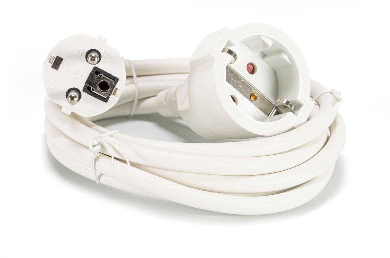 2m Verlängerungskabel weiß H05VV-F 3G1,5 Kabel Schutzkontakt Verlängerung 2m Verlängerungskabel weiß H05VV-F 3G1,5 Kabel Schutzkontakt Verlängerung