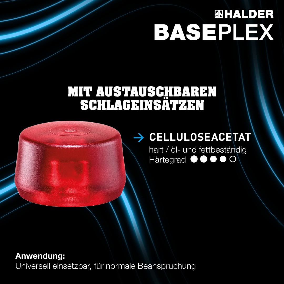 BASEPLEX-Schonhammer, Nylon / Celluloseacetat mit Zinkdruckguss-Gehäuse und Holzstiel | D=25 mm | 3968.025 Pudełko "Dreamteam Maintenance", młotek SUPERCRAFT z trzonkiem hikorowym i młotek BASEPLEX z trzonkiem hikorowym, octan celulozy / nylon | 3366s001