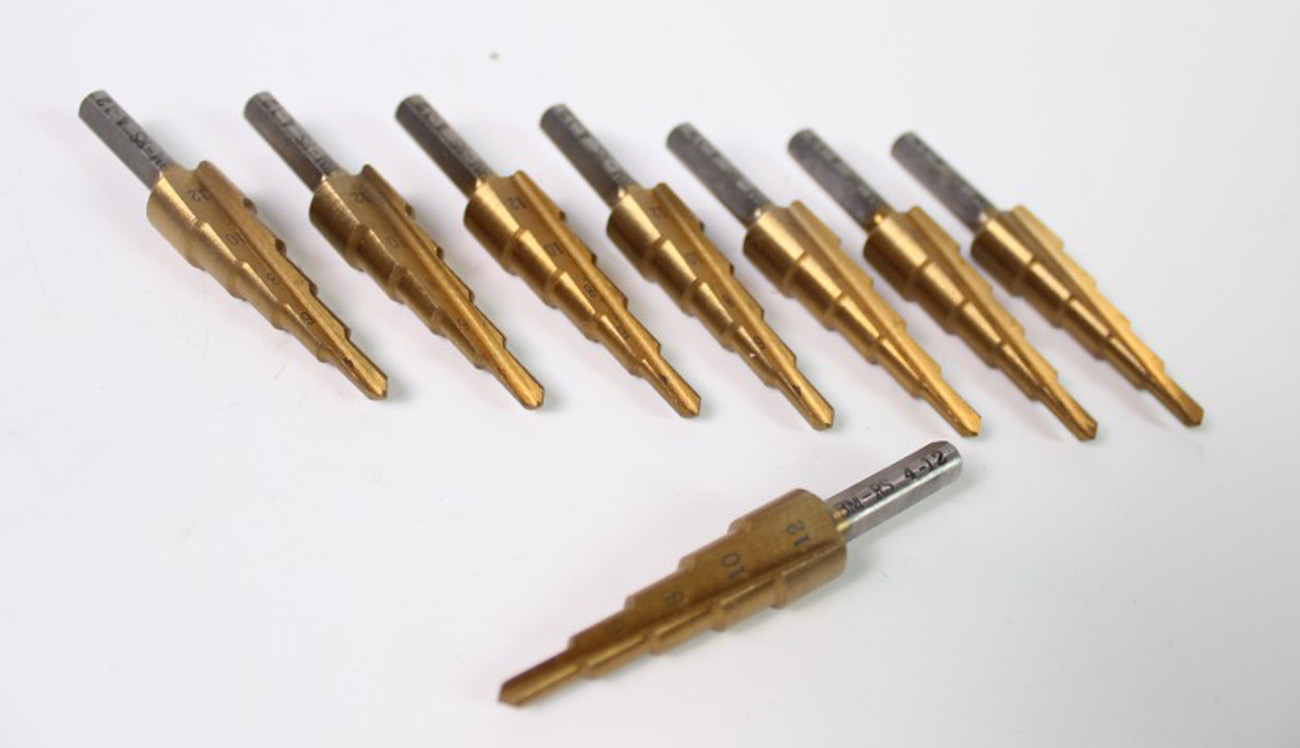 8 x Wiertło stopniowe HSS TIN Wiertło do metalu ze stali nierdzewnej 4-12 mm G 1