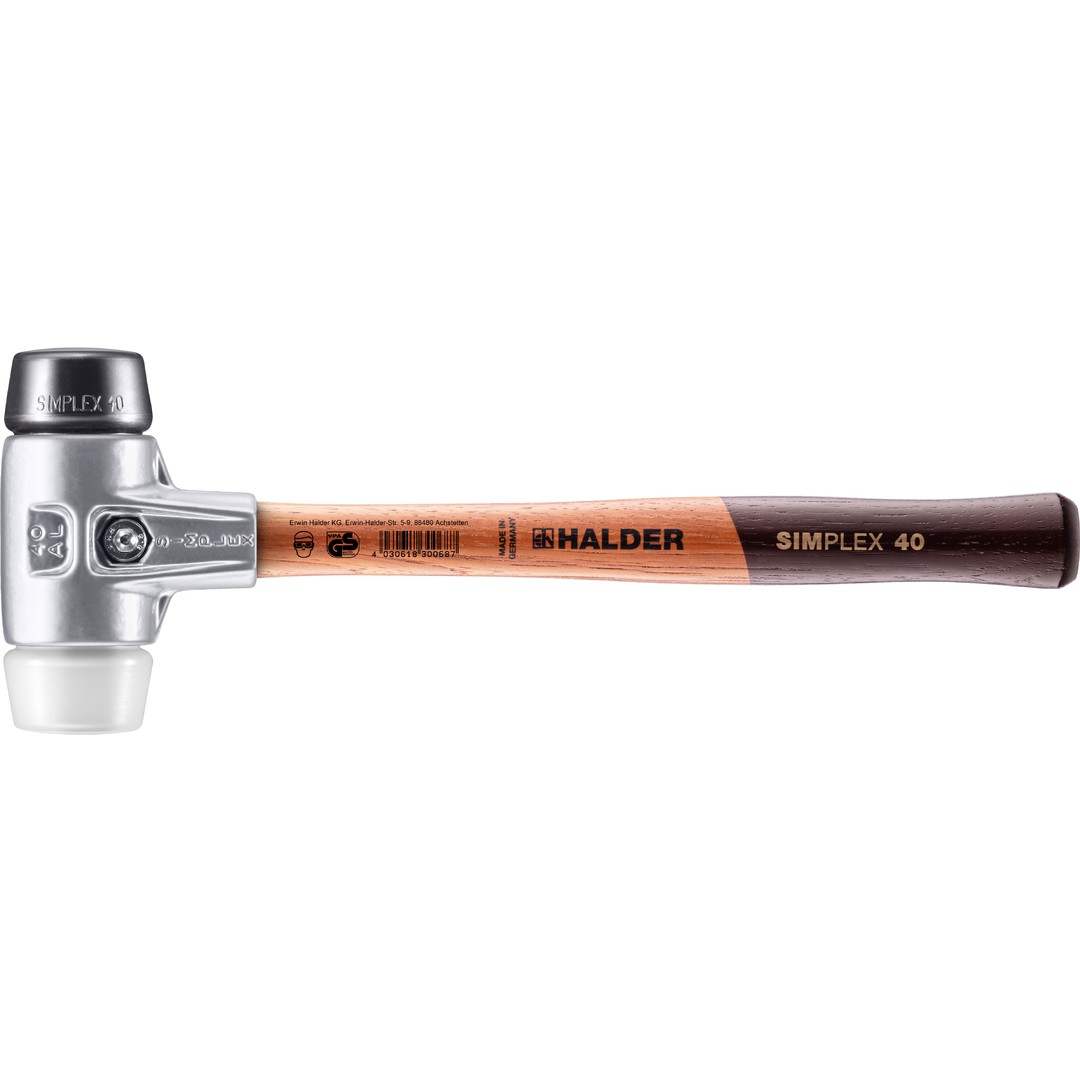 Młotek SIMPLEX z miękkim obuchem, kompozyt gumowy / superplastik; z aluminiową obudową i wysokiej jakości drewnianym trzonkiem | D=40 mm | 3127.040 Młotek SIMPLEX z miękkim obuchem, kompozyt gumowy / superplastik; z aluminiową obudową i wysokiej jakości drewnianym trzonkiem | D=40 mm | 3127.040