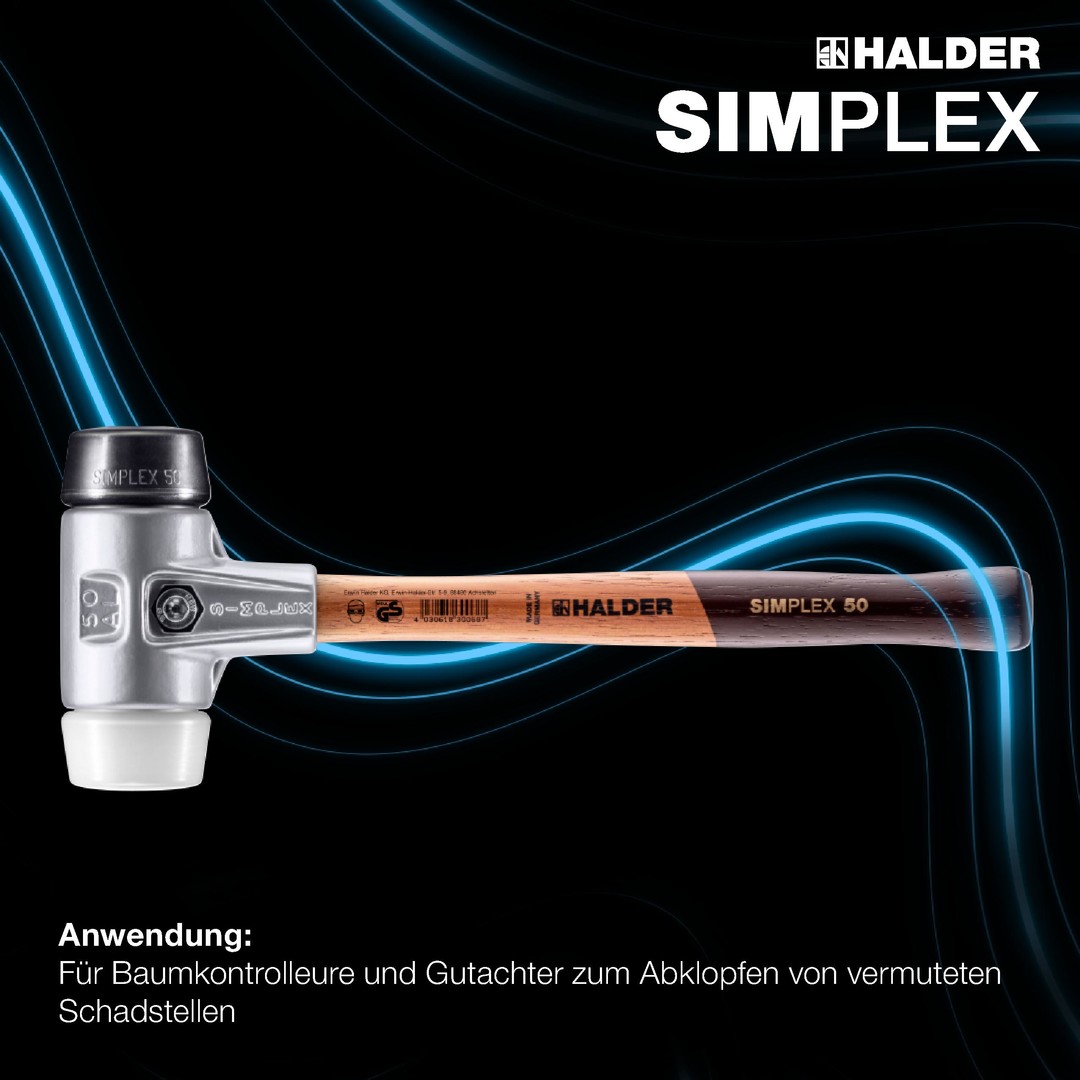 SIMPLEX-Schonhammer, Gummikomposition / Superplastik; mit Aluminiumgehäuse und hochwertigem Holzstiel | D=30 mm | 3127.030 SIMPLEX-Schonhammer, Gummikomposition / Superplastik; mit Aluminiumgehäuse und hochwertigem Holzstiel | D=60 mm | 3127.060