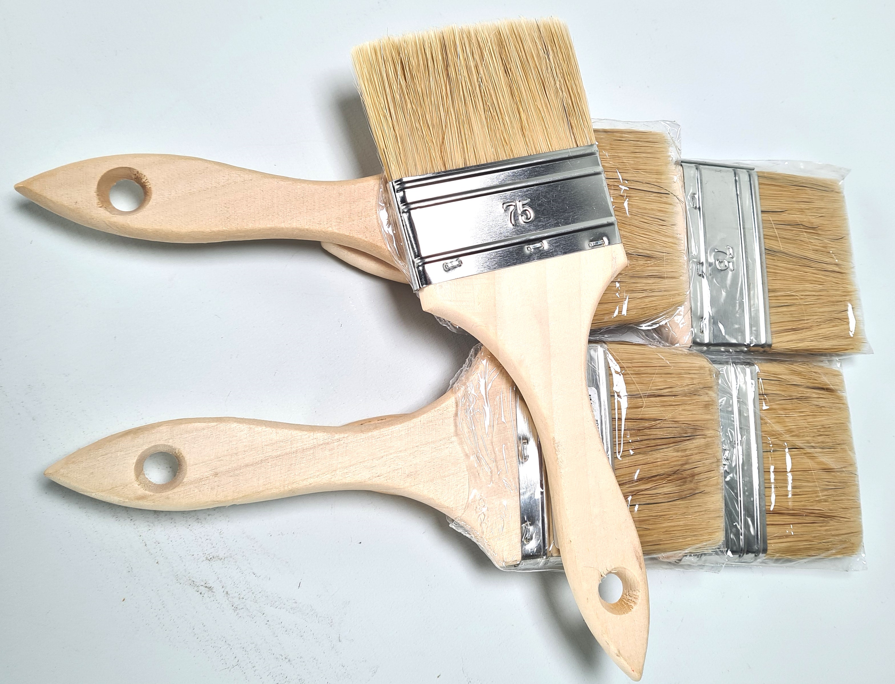 5x FREUND Folienpinsel gerade kurzer Holzgriff 70mm Naturborsten Maler lackieren