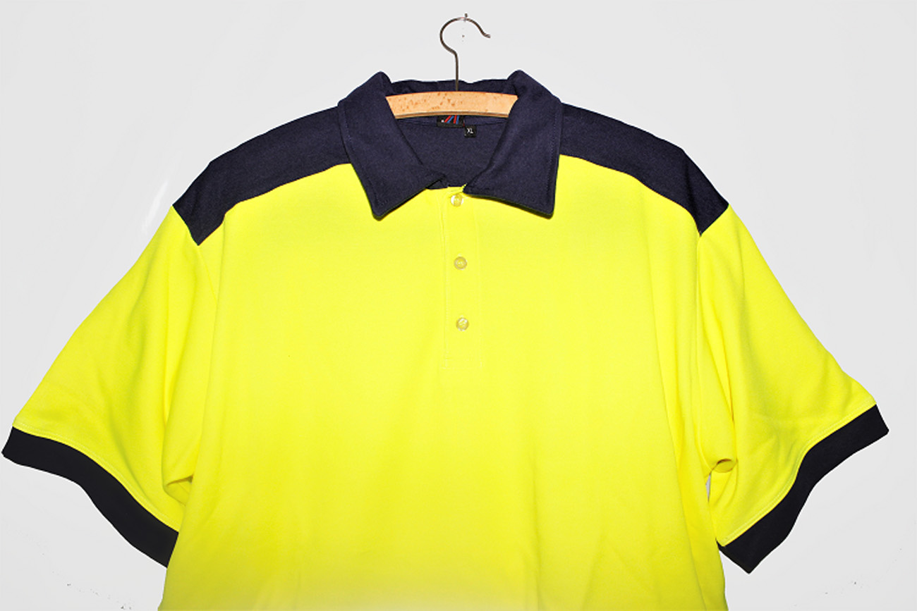 KÜBLER Warnschutz Polo-Shirt Gr. L kurzarm warngelb/dunkelblau 249706 Warnschutz