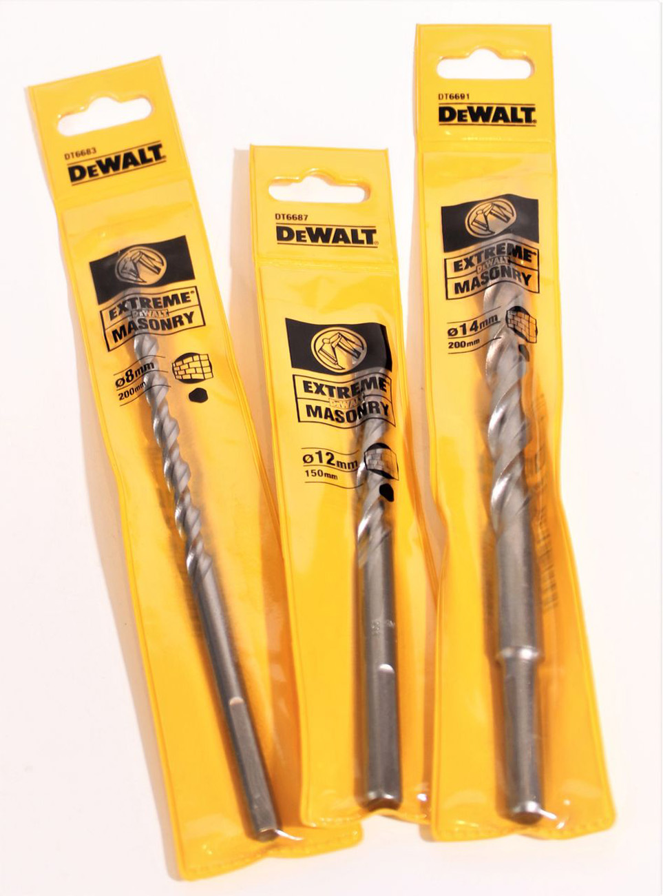 DEWALT Extreme Steinbohrer Set 3-tlg 8-14 mm Bohrer Steinwerkzeug Bohrwerkzeug