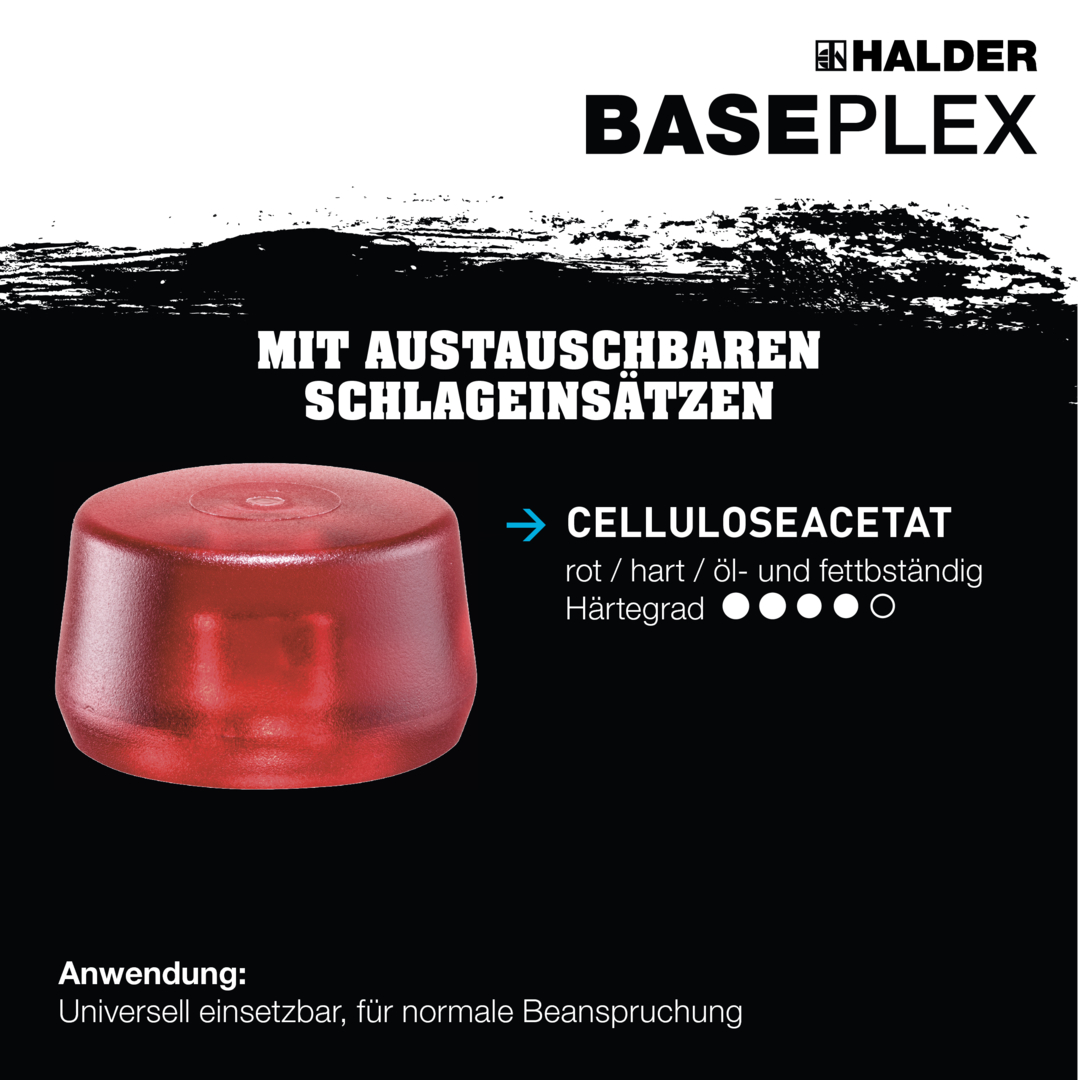 BASEPLEX-Schonhammer, Celluloseacetat / celluloseacetat mit Zinkdruckguss-Gehäuse und Holzstiel | D=30 mm | 3906.030