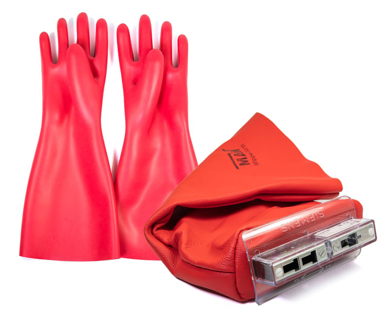 Bundle VDE Elektriker Handschuh mit NH Aufsteckgriff Leder Stulpe Siemens
