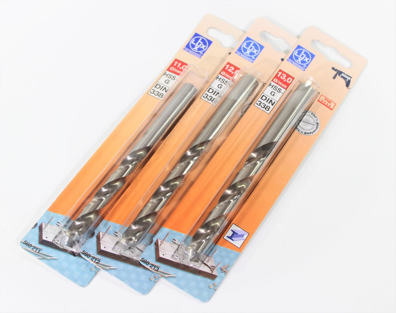 LUX HSS-G Spiralbohrer Set 3-tlg. ø11-13mm DIN 338 Metallbohrer Bohrer bohren LUX HSS-G Spiralbohrer Set 3-tlg. ø11-13mm DIN 338 Metallbohrer Bohrer bohren