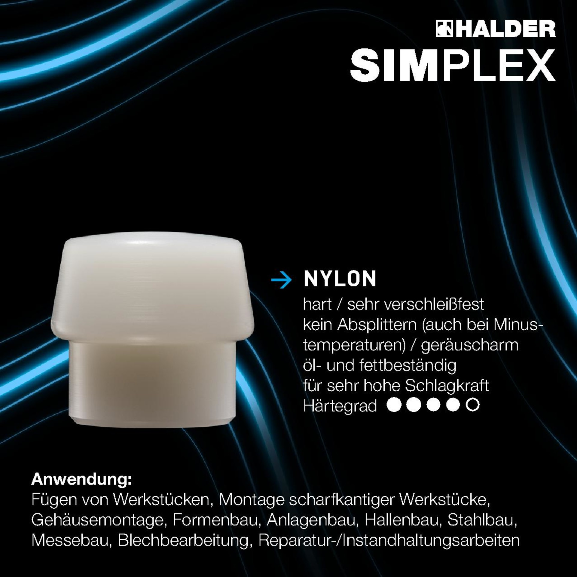 SIMPLEX-Vorschlaghammer, Gummikomposition mit Standfuß / Nylon; mit verstärktem Tempergussgehäuse und Fiberglasstiel | D=80 mm | 3728.281