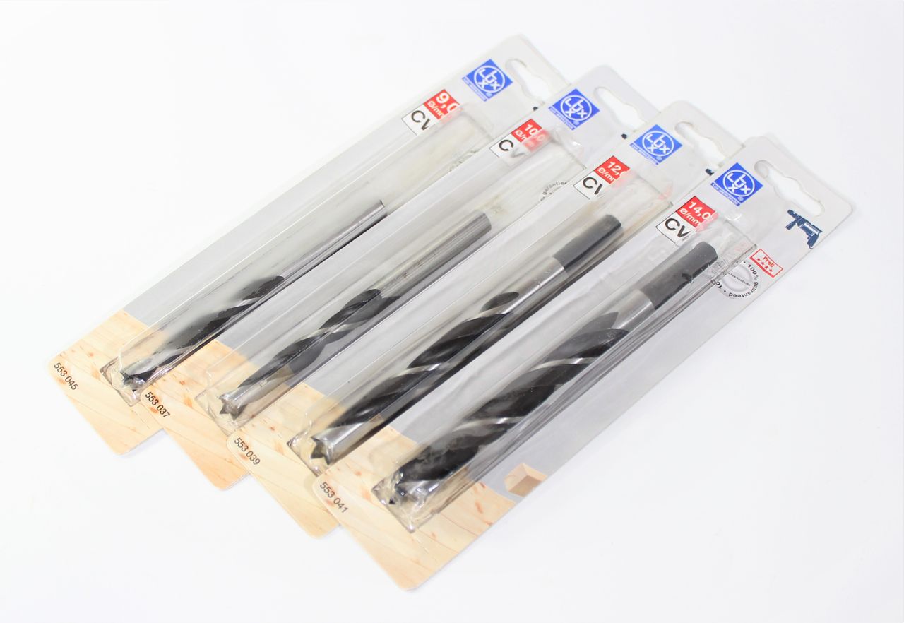 LUX Holzbohrer Set 4-teilig ø9,10,12,14mm CV Bohrer bohren Handwerk Werkzeug