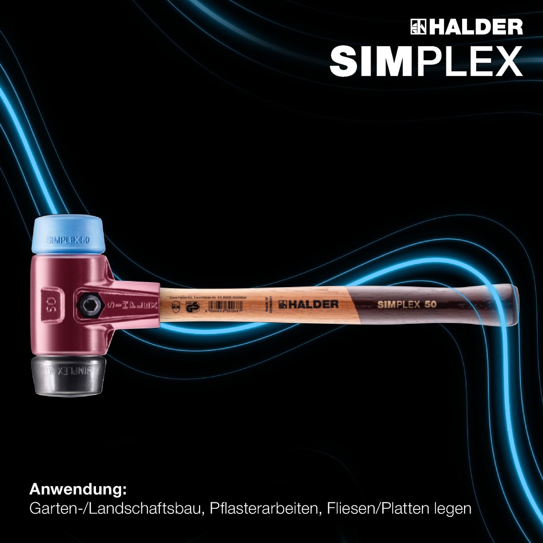 SIMPLEX-Schonhammer, TPE-soft / Gummikomposition; mit Tempergussgehäuse und hochwertigem Holzstiel | D=80 mm | 3012.080