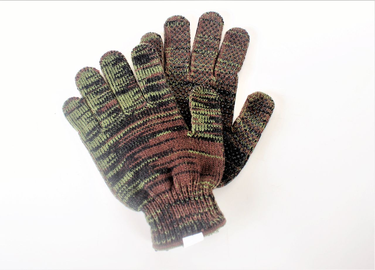 12 Paar Camouflage Feinstrickhandschuh mit PVC Noppen Cat. II Schutz-Handschuhe