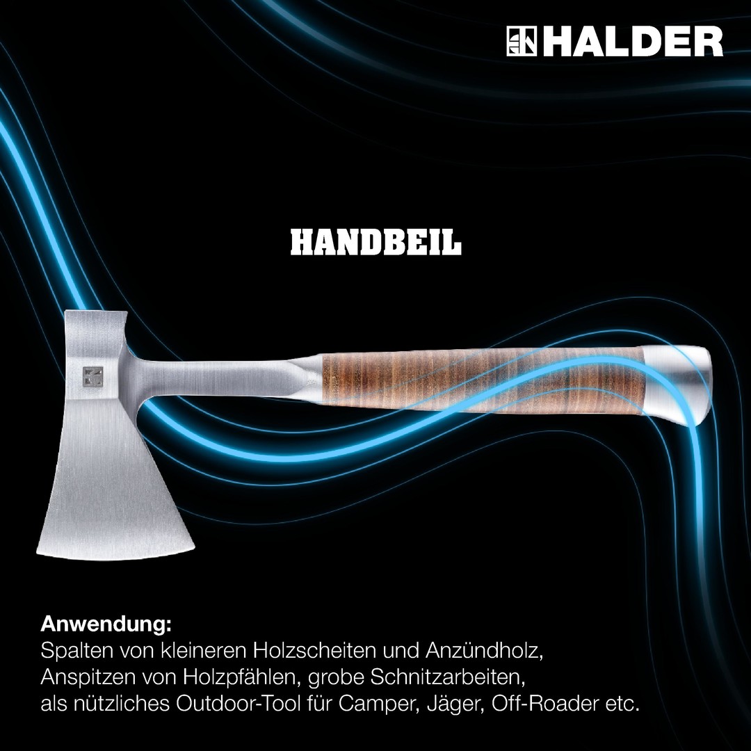 Handbeil, mit Ledergriff, inkl. hochwertiger Ledergürteltasche als Schneidschutz; in attraktiver Geschenk-Holzbox | 3555s001