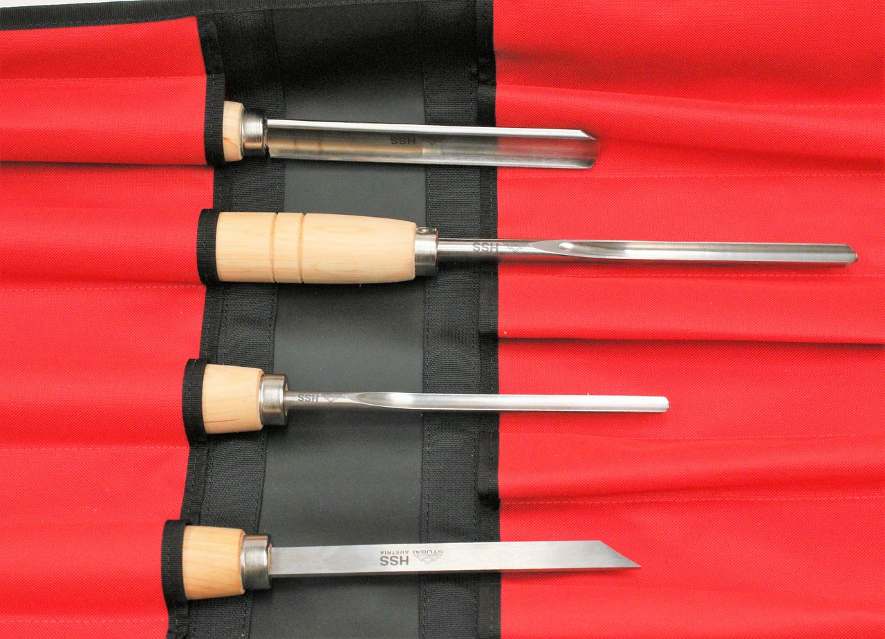 STUBAI Drechselmesser Set 4 tlg. S700004 Beitel Messer Drechseleisen in Tasche