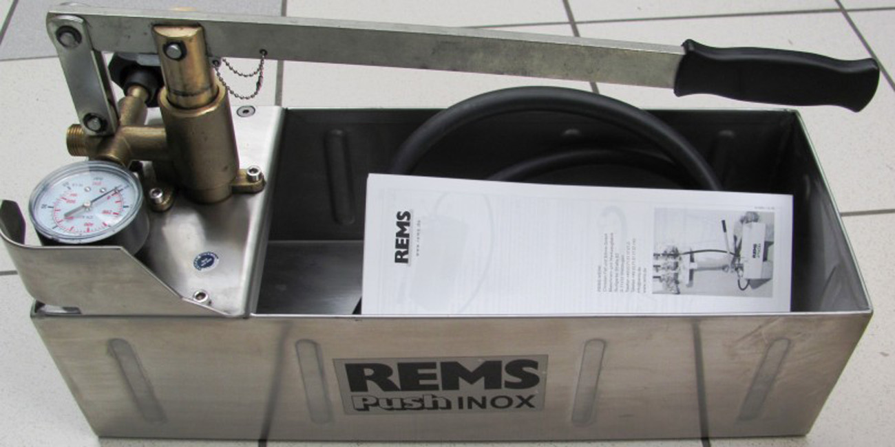 REMS Druckprüfpumpe Push INOX Nr. 115001 Edelstahl Handprüfpumpe Pumpe Sanitär