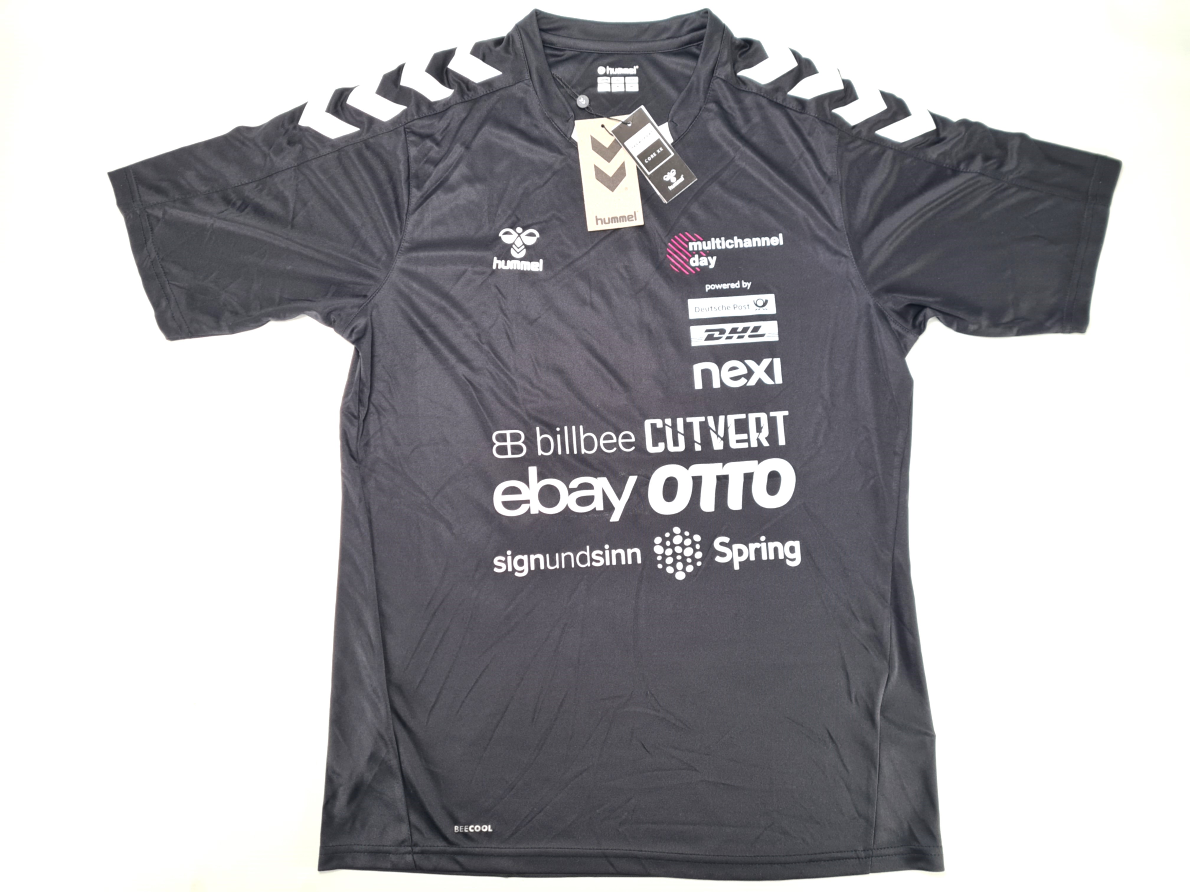 HUMMEL Herren Trikot Poly Jersey TShirt Schwarz Gr. L mit Werbelogos Nummer 11