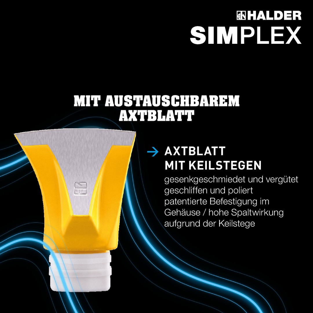 HALDER SIMPLEX-Spaltaxt mit Keilstegen 3007.751 Axt Forstarbeit Werkzeug Ostrze siekiery SIMPLEX z prętami klinowymi | D=50 mm | 3210.751