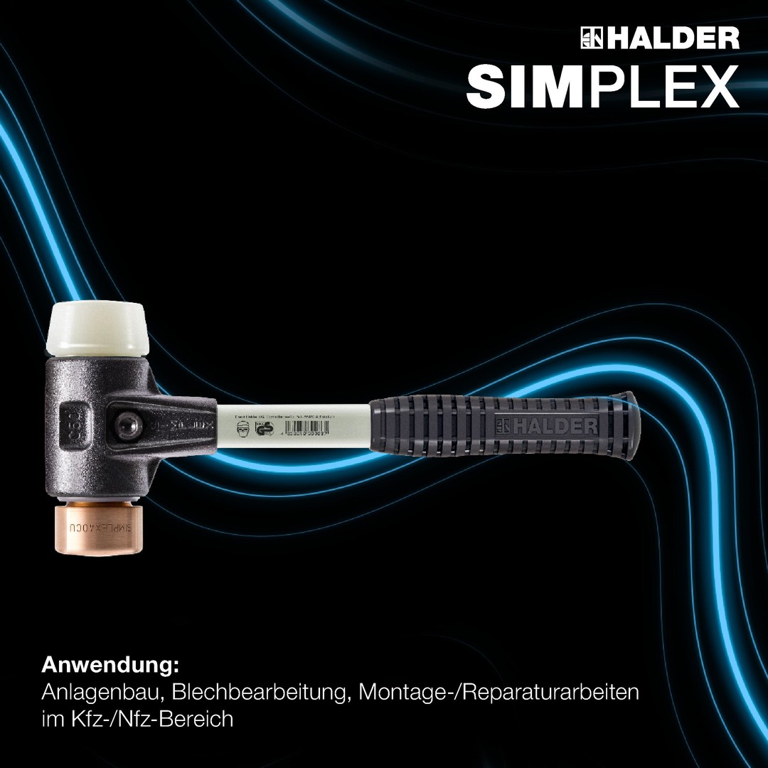 SIMPLEX-Schonhammer, Kupfer / Nylon; mit verstärktem Tempergussgehäuse und Fiberglasstiel | D=30 mm | 3748.030 SIMPLEX-Schonhammer, Kupfer / Nylon; mit verstärktem Tempergussgehäuse und Fiberglasstiel | D=40 mm | 3748.040
