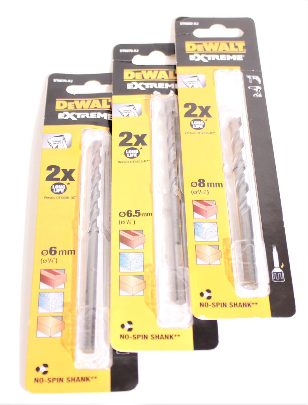 DEWALT Extreme Long Life Steinbohrer 6, 6,5, 8 mm Bohrer Set 3-tlg. Stein bohren