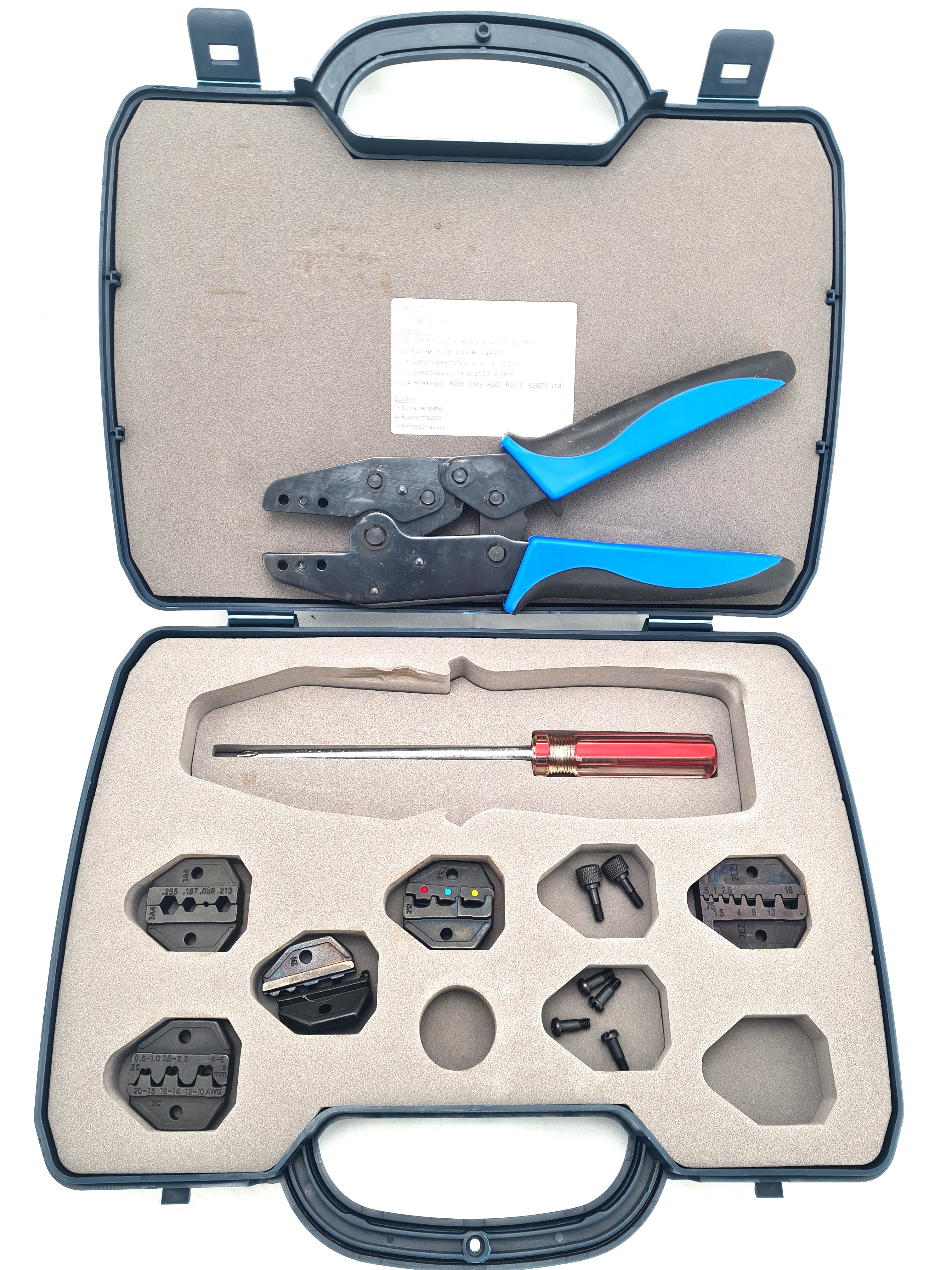 CrimpSet im Koffer CS1 Crimpzange Elektriker Presszange Aderendhülsen Kabel