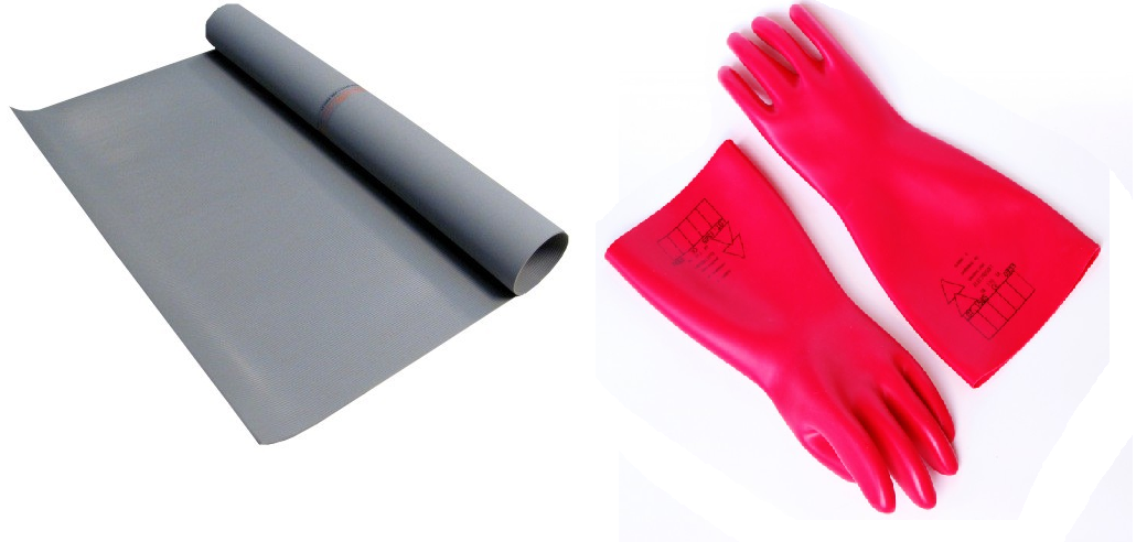 Bundle VDE Elektriker Handschuh mit Gummimatte 1qm Isoliermatte Elektro