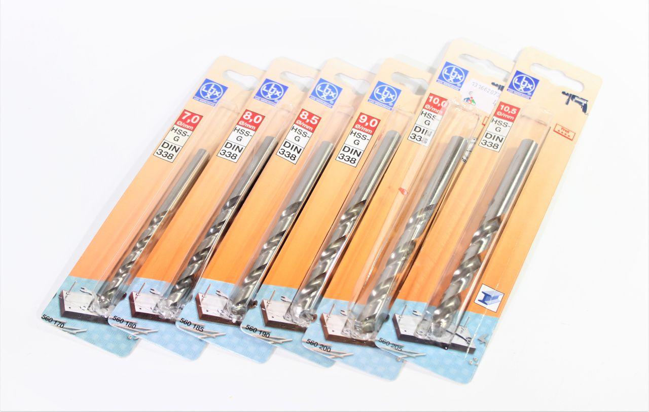 LUX HSS-G Spiralbohrer Set 6-tlg. ø7-10,5mm DIN 338 Metallbohrer Bohrer bohren