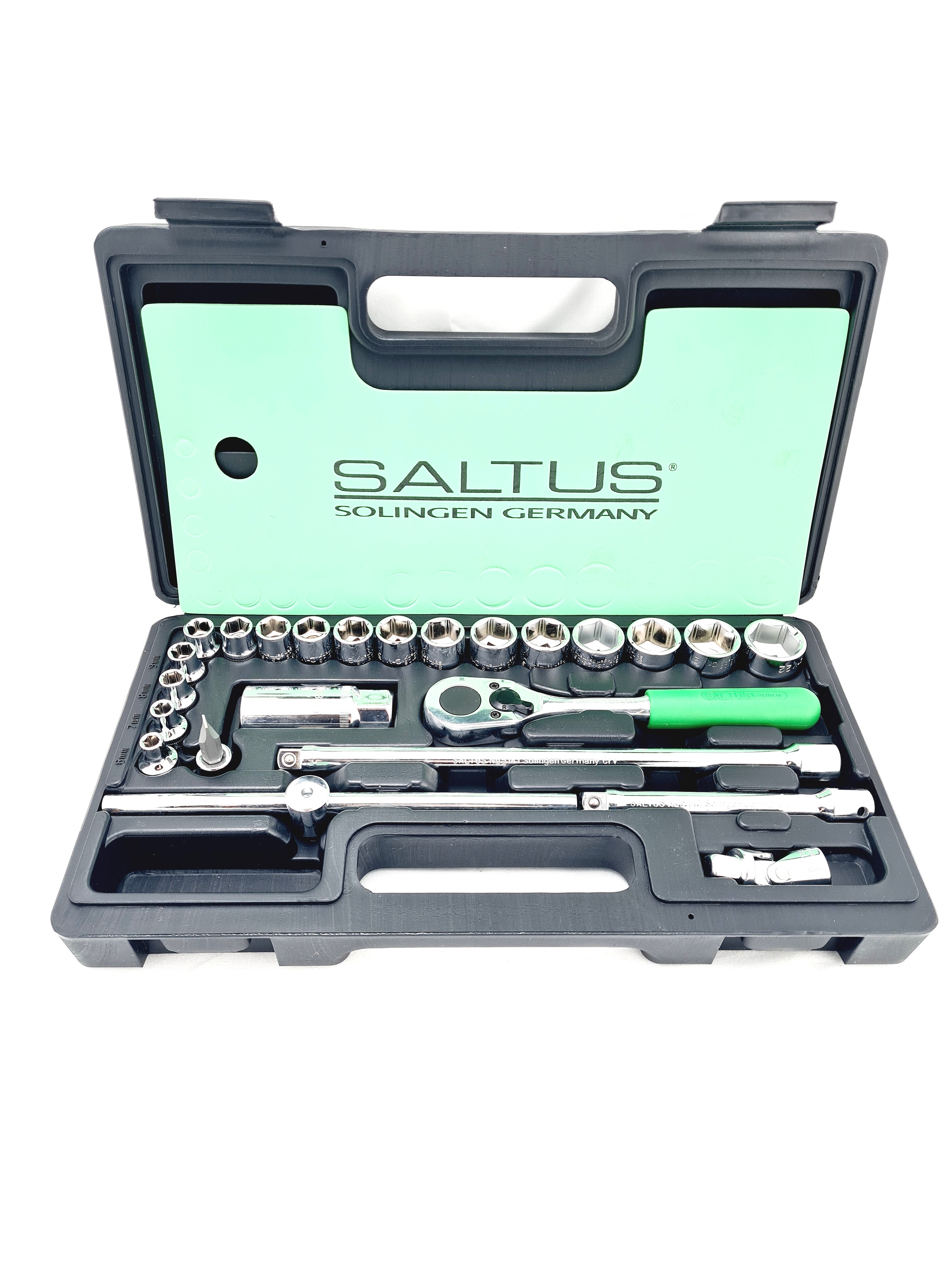 SALTUS Knarrenkasten 24-tlg Ratschenkasten Steckschlüssel-Satz Werkzeugsatz 3/8"
