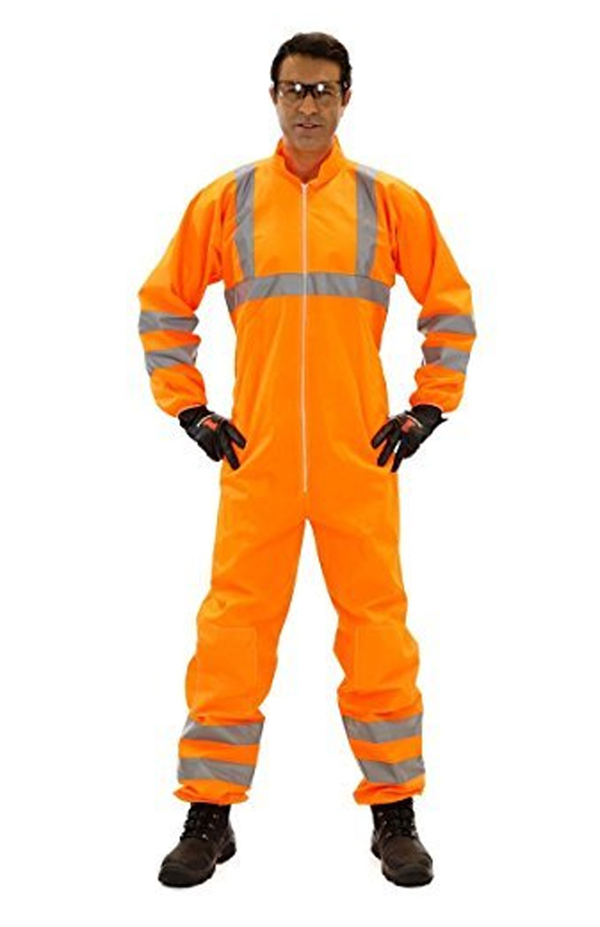 Einweganzug Karneval Fasching Kostüm Bauarbeiter Müllmann Einweg-Overall Orange