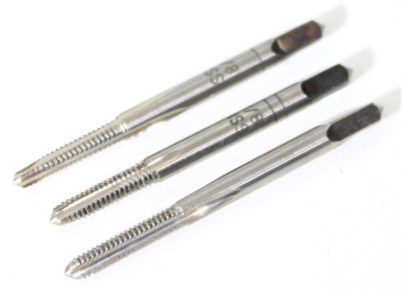 HSS Handgewindebohrer Set 3 tlg. 1/8" Gewinde-Bohrer Fertigschneider Bohrer HSS Handgewindebohrer Set 3 tlg. 1/8" Gewinde-Bohrer Fertigschneider Bohrer