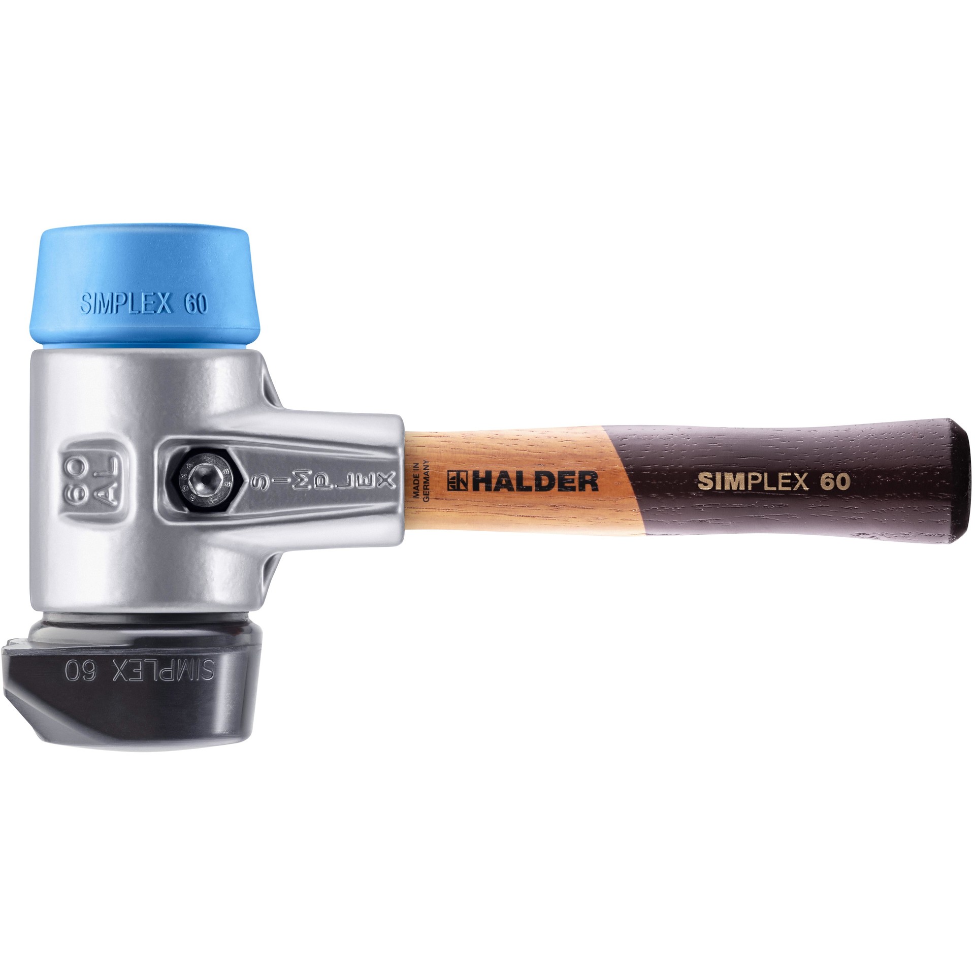 SIMPLEX Schonhammer, Gummi mit Standfuß / TPE-soft; Alu-Gehäuse, kurzer Holzstiel | D=60 mm | 3112.262
