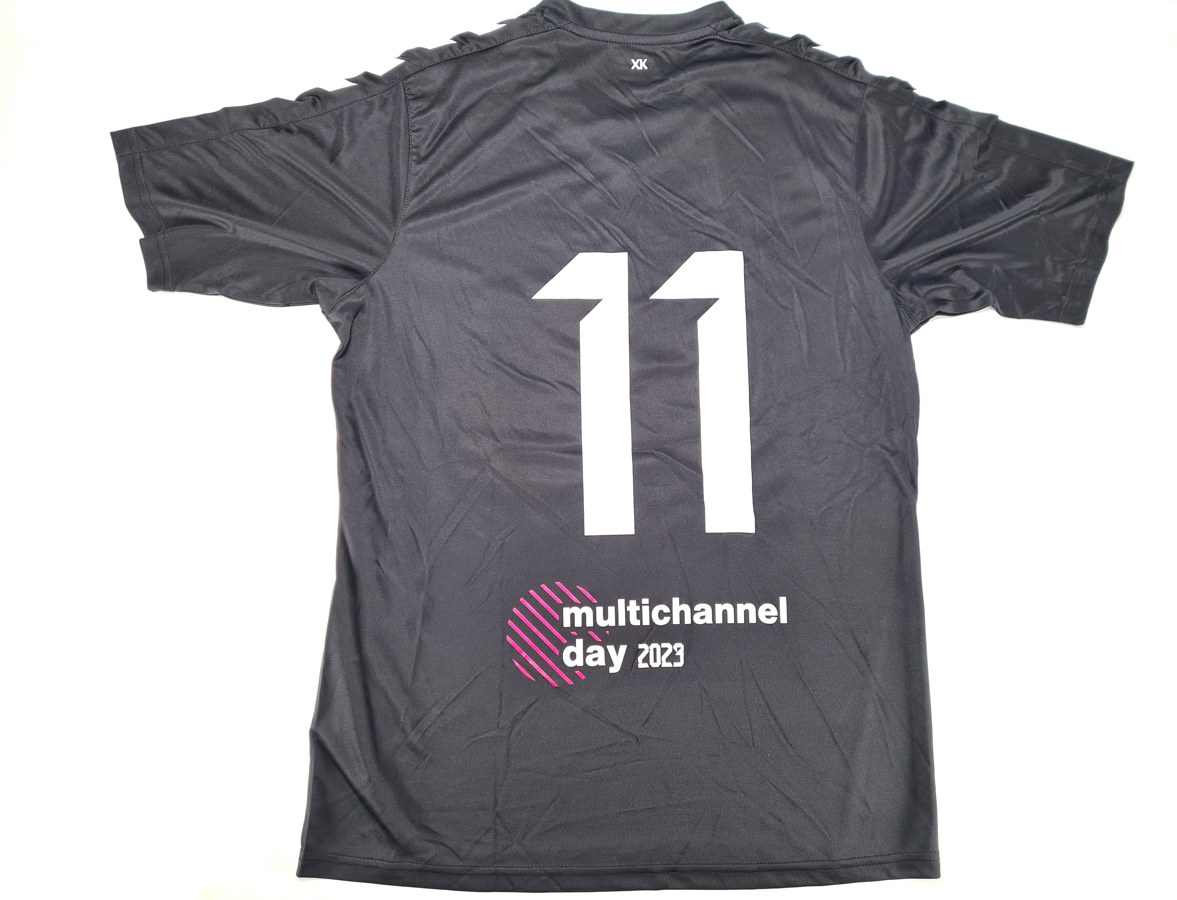 HUMMEL Herren Trikot Poly Jersey TShirt Schwarz Gr. L mit Werbelogos Nummer 11