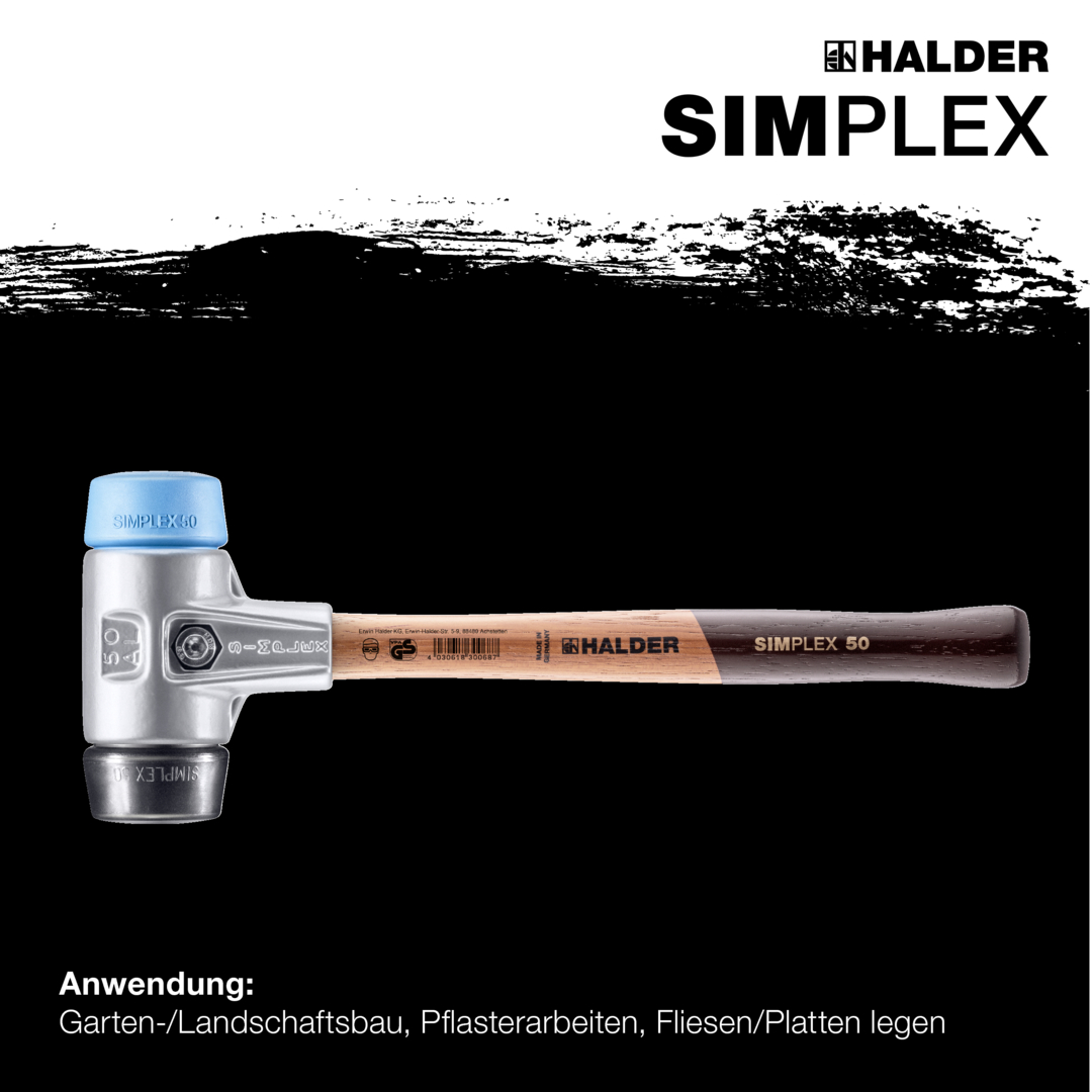 SIMPLEX-Schonhammer, TPE-soft / Gummikomposition; mit Aluminiumgehäuse und hochwertigem Holzstiel | D=30 mm | 3112.030