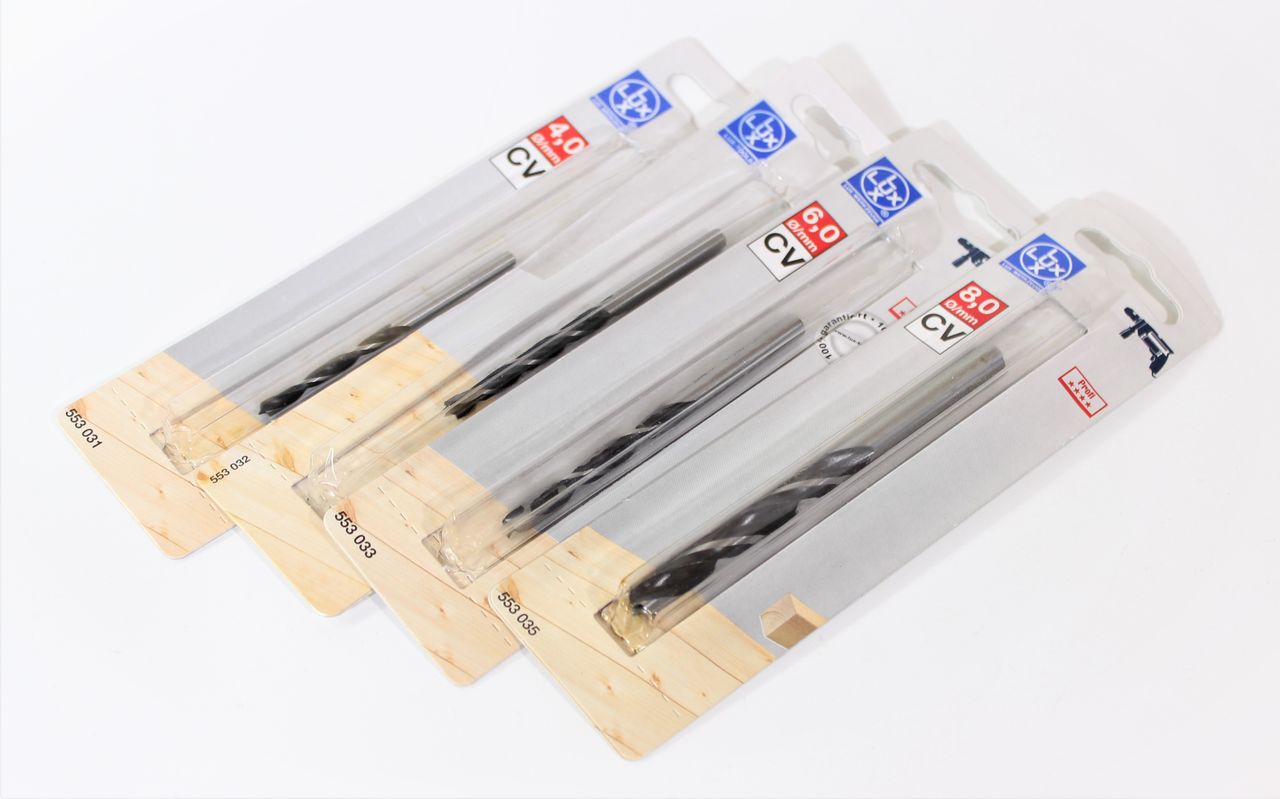 LUX Holzbohrer Set 4-teilig ø 4,5,6,8 mm CV Bohrer bohren Handwerk Werkzeug