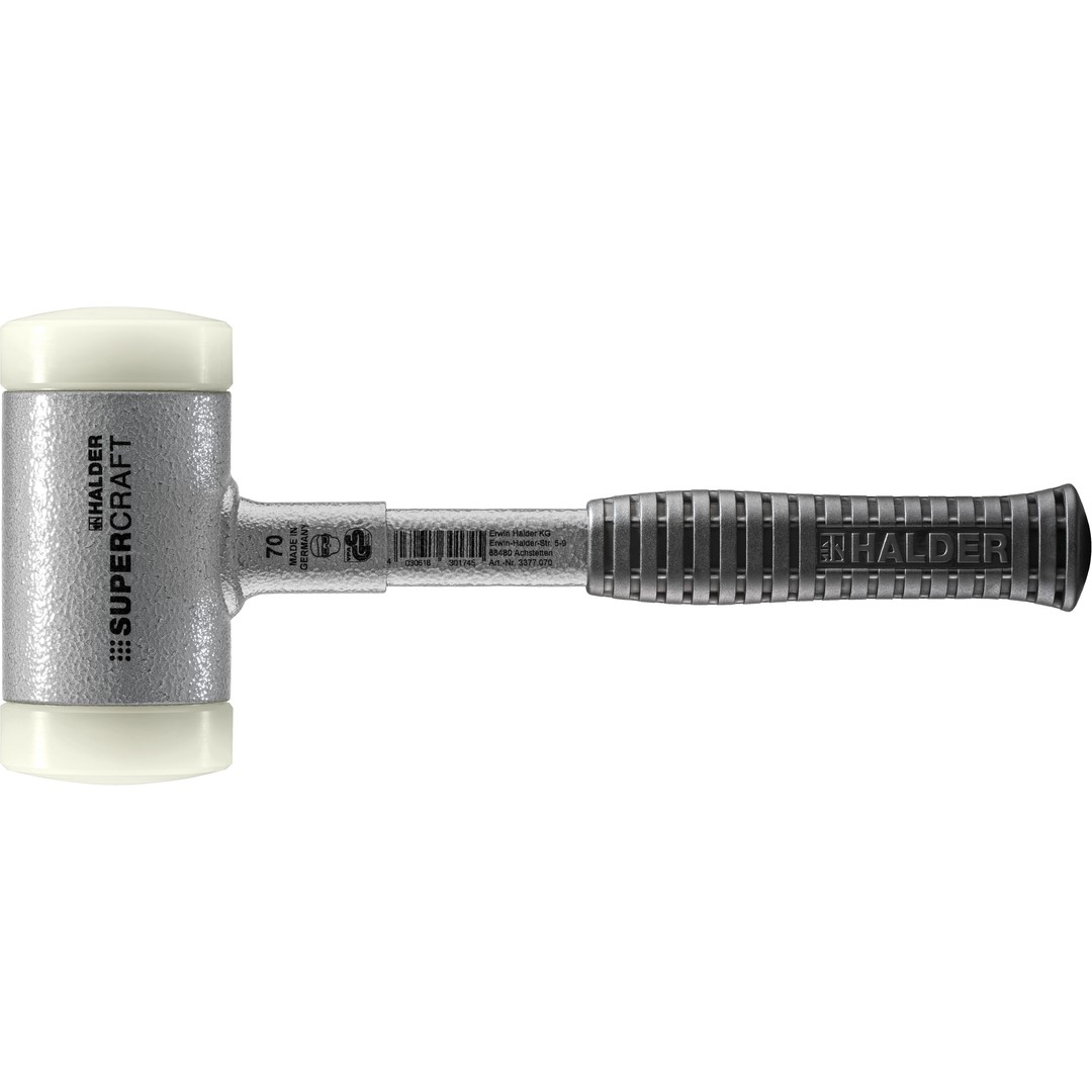 SUPERCRAFT-Schonhammer, mit bruchsicherem Stahlrohrstiel und ergonomisch geformtem, rutschsicherem Griff | D=70 mm | 3377.070 SUPERCRAFT-Schonhammer, mit bruchsicherem Stahlrohrstiel und ergonomisch geformtem, rutschsicherem Griff | D=70 mm | 3377.070
