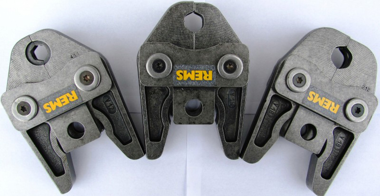 3 sztuki REMS szczęka zaciskowa V lub M 12 15 18 22 28 35 Z.B Szczypce zaciskowe Akku Press ACC REMS Pressmaschine Akku Press 22V ACC Nr 576011 + 3 Pressbacken Presszangen M oder V