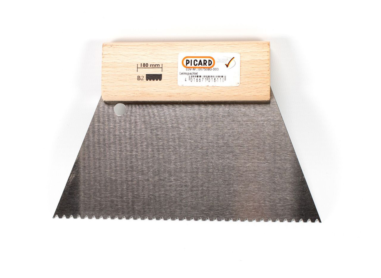 7x PICARD Zahnspachtel B2 Metall 180mm Leimspachtel Trapez feingezahnt Spachtel