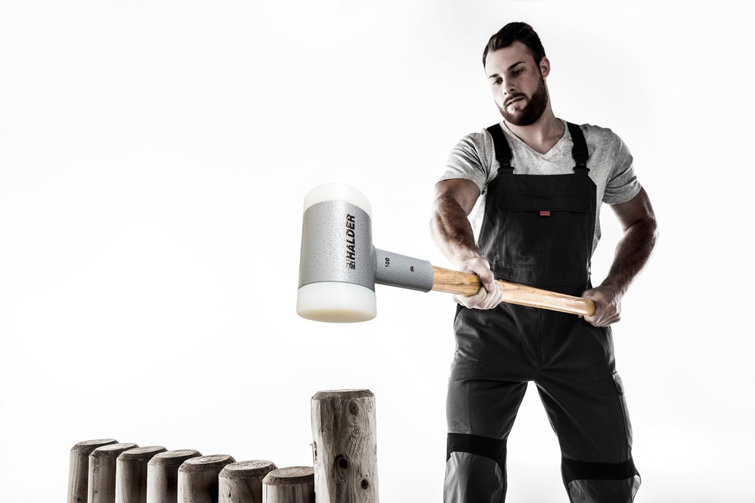 Młotek z tłumiącym drgania, ergonomicznie ukształtowanym i lakierowanym uchwytem hikorowym | D=100 mm / Waga=6500 g | 3366.0S6