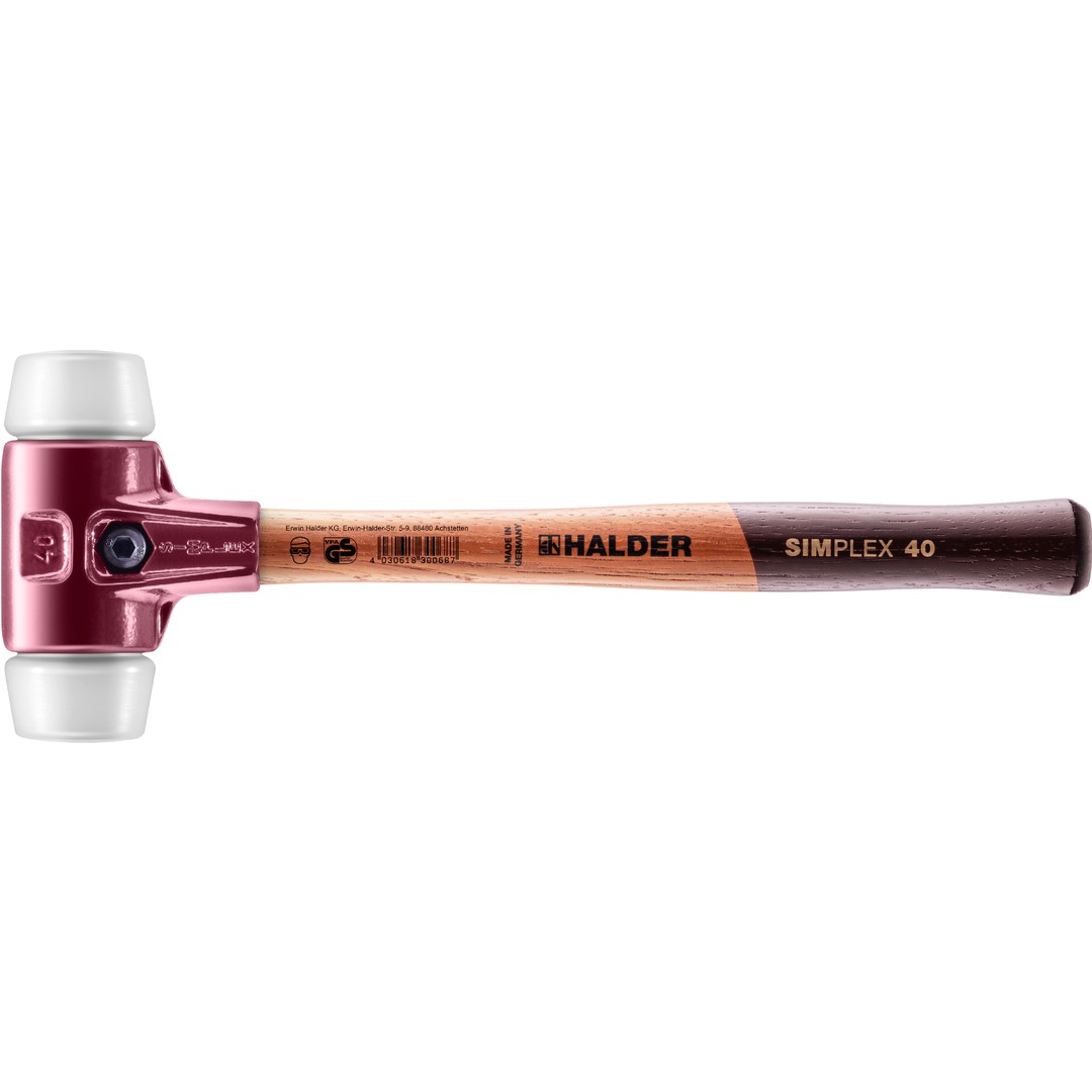 SIMPLEX-Schonhammer, Superplastik; mit Tempergussgehäuse und hochwertigem Holzstiel | D=40 mm | 3007.040