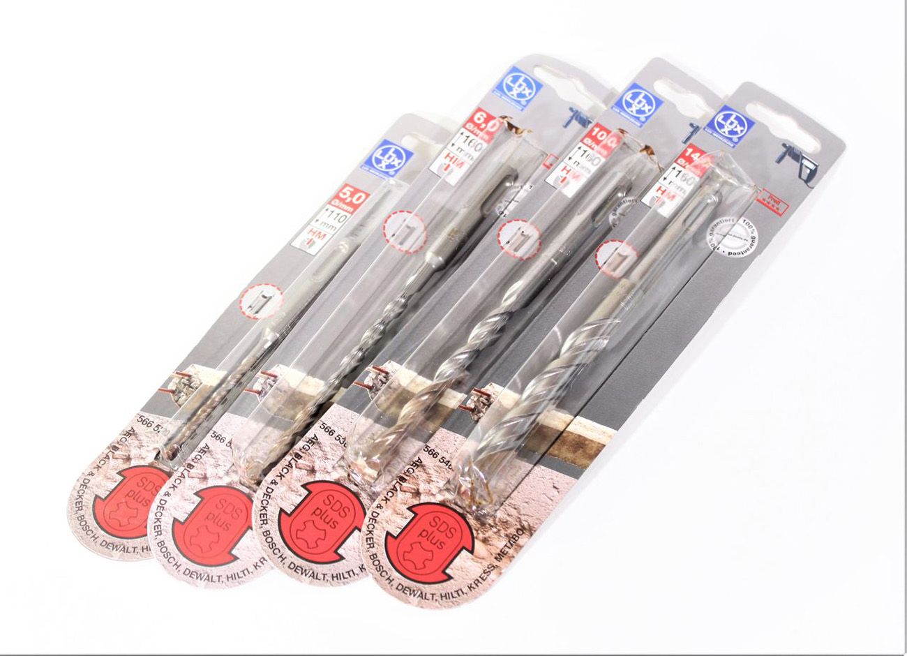 LUX Hammerbohrer ø 5,6,10,14 mm Set 4-teilig SDSplus HM Bohrer Beton bohren LUX Hammerbohrer ø 5,6,10,14 mm Set 4-teilig SDSplus HM Bohrer Beton bohren