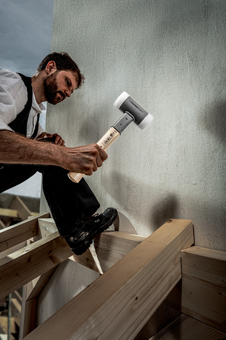 SUPERCRAFT-Schonhammer, mit schwingungsdämpfendem, ergonomisch geformtem und lackiertem Hickorystiel | D=20 mm | 3366.020 Młotek SUPERCRAFT z miękkim obuchem, z tłumiącym drgania, ergonomicznie ukształtowanym i lakierowanym trzonkiem hikorowym | D=80 mm | 3366.080