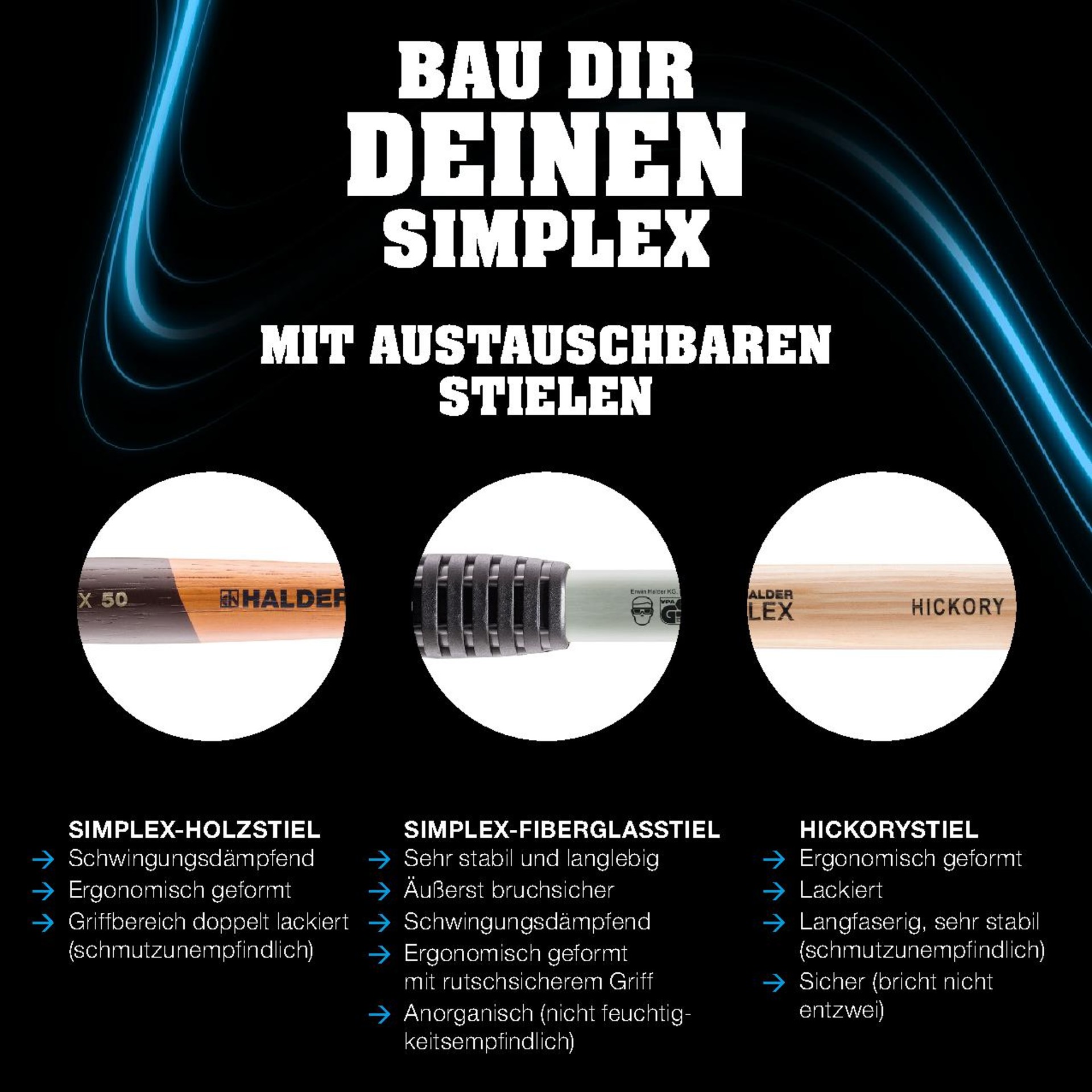 SIMPLEX-Schonhammer, Gummikomposition / Weichmetall-Hackeinsatz; mit Tempergussgehäuse und hochwertigem Holzstiel | D=40 mm | 3029.049