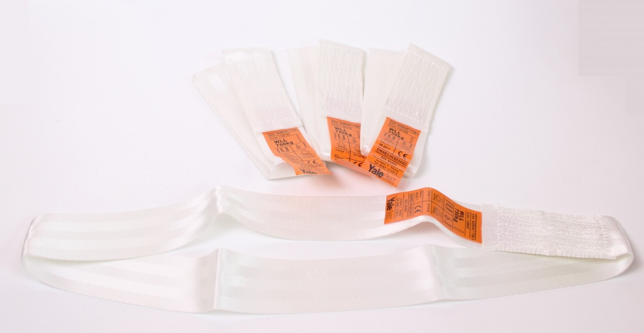 4 x YALE Rundschlinge 750 Kg 0,75 m Polyester weiß Hebeband Hebegurte Hebebänder
